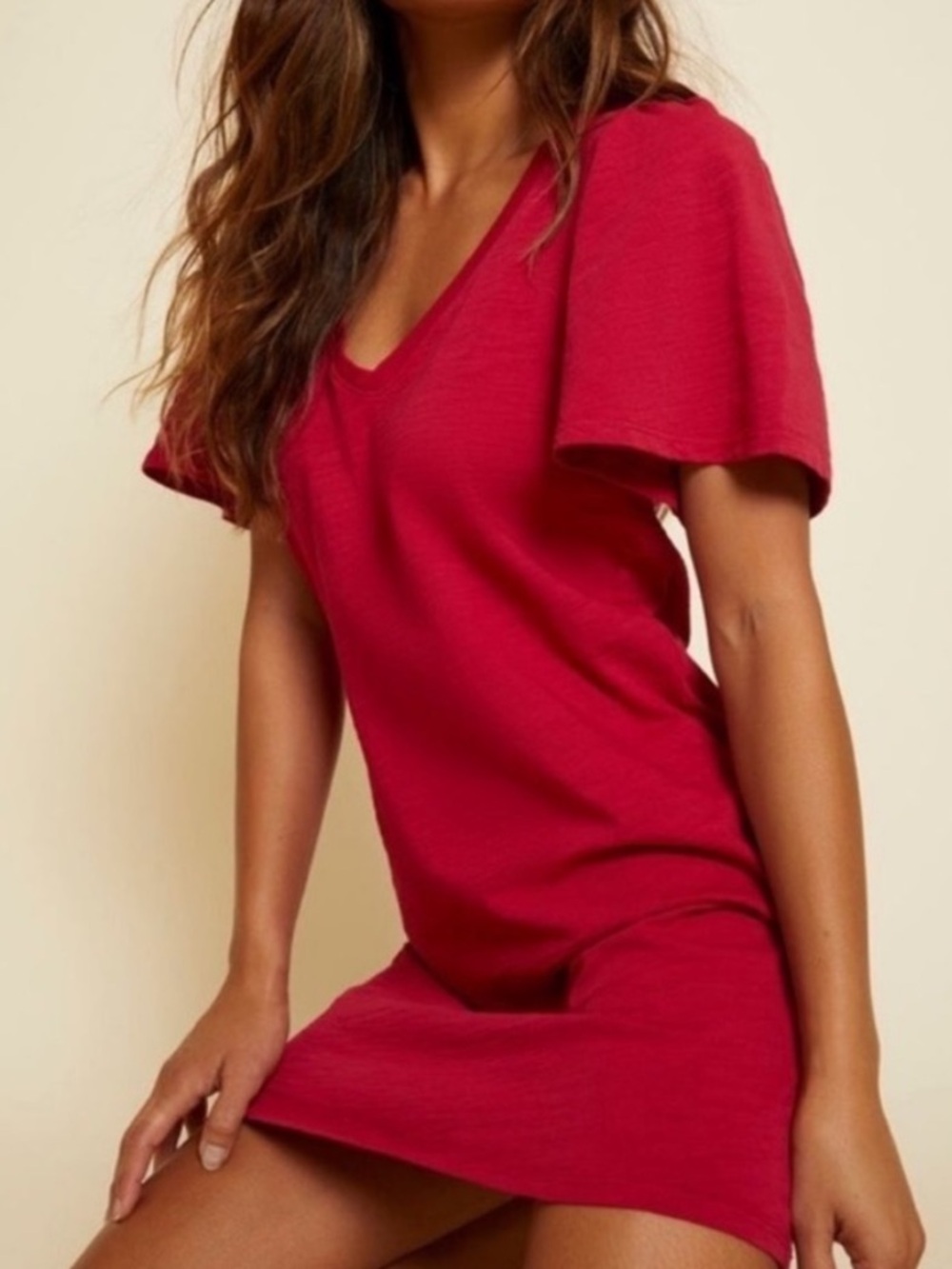 Nation mallory cotton short sleeve flutter sleeve dress